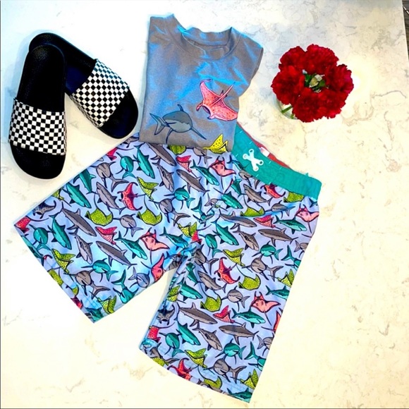 Cat & Jack Boys’ Sea Animal Print Swim Trunks - Picture 7 of 7